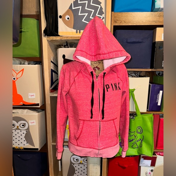 ♥️❤️VINTAGE VICTORIA SECRET FULL ZIP HOODIE-washed red - Picture 2 of 12